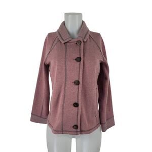 Prana Pink Gray Wool Blend Button Up Winter Warm Women Jacket  S